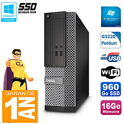 PC DELL 3020 SFF Intel G3220 Ram 16Go Disque 960 Go SSD Graveur DVD Wifi W7 - Occasion