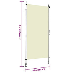 vidaXL Store roulant d'extérieur 100 x 270 cm Crème pas cher