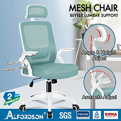 ALFORDSON Chaise de Bureau en Maille Siège Inclinable Ordinateur de Jeu Cyan et Blanc