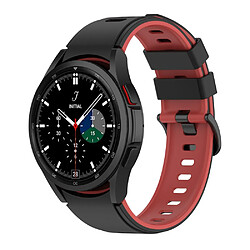 Bracelet en silicone bicolore, respirant, noir/rouge pour votre Samsung Watch4 40mm 44mm/Watch4 Classic 42mm 46mm/Watch Active2 40mm 44mm/Watch3 41mm