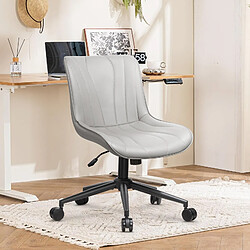 Chaise bureau ergonomique, Rattantree Fauteuil de bureau ergonomique sans accoudoir, chaise pivotante, Chaise pivotante réglable en Hauteur pour Bureau PC, Gris