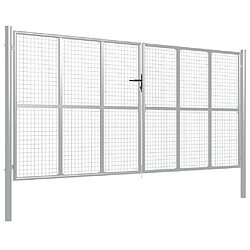 vidaXL Porte de jardin Acier galvanisé 415x250 cm Argenté