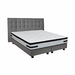 Mes Ensemble matelas 180x200 + sommier + tête de lit gris CONFORTLUXE