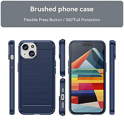 Htdmobiles Coque pour Apple iPhone 15 - housse etui silicone gel carbone + film ecran - BLEU FONCE