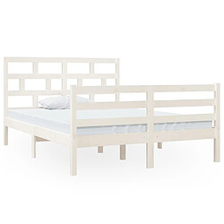 Maison Chic Lit Double - Cadre de lit,Structure du lit Contemporain Blanc Bois massif 135x190 cm -MN52361