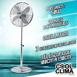 Ventilateur métal sur pied 50W 40CM - Cool Clima