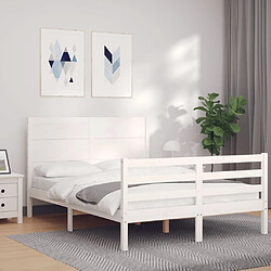 Avis Maison Chic Cadre/structure de lit avec tête de lit pour adulte - Lit Moderne Chambre blanc double bois massif -MN24606