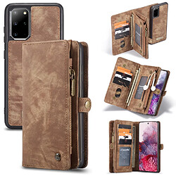 Caseme Etui en PU split vintage marron pour votre Samsung Galaxy S20 Plus