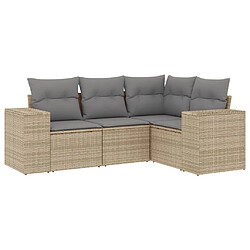 Maison Chic Salon de jardin avec coussins 4 pcs | Ensemble de Table et chaises | Mobilier d'Extérieur beige résine tressée -GKD84776