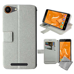 Htdmobiles Housse etui portefeuille pour Wiko Jerry + film ecran - BLANC