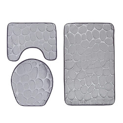 Ensemble de salle de bain 3 tapis de bain tapis de bain antidérapant couvercle couvercle couvercle de toilette gris