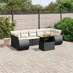 Maison Chic Ensemble Tables et chaises d'extérieur 8 pcs avec coussins,Salon de jardin noir résine tressée -GKD828669