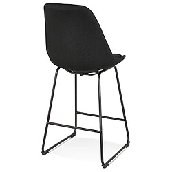 Acheter Alterego Tabouret snack mi-hauteur 'RIGO MINI' en tissu noir et pieds en métal noir