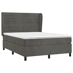 Avis Maison Chic Lit Adulte - Lit simple Lit à sommier tapissier et matelas moelleux - Meuble de Chambre - Gris foncé 140x200cm Velours -MN45880