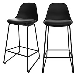 Rendez Vous Deco Chaise de bar mi-hauteur Leni noire 65 cm (lot de 2)