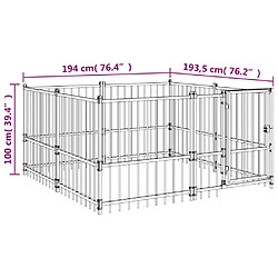 vidaXL Chenil d'extérieur pour chiens Acier 3,75 m² pas cher