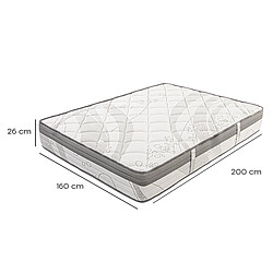 Visiodirect Matelas à ressorts ensachés ERLY, Queen Size, 160x200 cm, en mousse haute densité, Soutien ferme