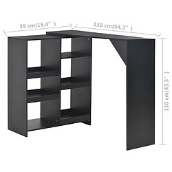 vidaXL Table de bar avec tablette amovible Noir 138x39x110 cm pas cher