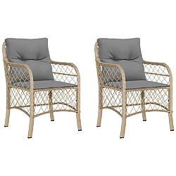 Maison Chic Lot de 2 Chaises de jardin avec coussins | chaises Relax d'extérieur mélange beige rotin -GKD63117