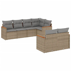 Maison Chic Salon de jardin avec coussins 7 pcs | Ensemble de Table et chaises | Mobilier d'Extérieur beige résine tressée -GKD91151