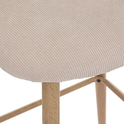 Pegane Lot de 2 chaises de bar en fer et bois coloris Beige - Longueur 48 x profondeur 56 x hauteur 106 cm