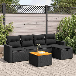 vidaXL Salon de jardin 6 pcs avec coussins noir résine tressée