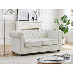 Vente-Unique Canapé 2 places en simili blanc CHESTERFIELD