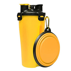 Wewoo Distributeur d'Eau Animaux jaune pour de compagnie avec un bol pliant Bouteille et de nourriture à double usage portative extérieure