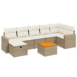 Maison Chic Salon de jardin avec coussins 8 pcs, Ensemble Tables et chaises de jardin, beige résine tressée -GKD991912