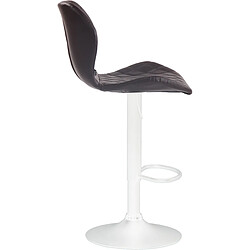 Avis Decoshop26 Tabouret de bar x1 avec coutures décoratives en forme de losanges en PVC marron et métal blanc 10_0004653