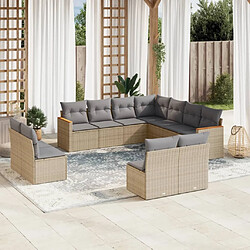 Maison Chic Salon de jardin 11 pcs avec coussins | Ensemble de Table et chaises | Mobilier d'Extérieur beige résine tressée -GKD88728