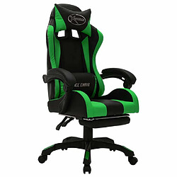 Avis Maison Chic Fauteuil de jeux vidéo avec LED,Fauteuil Gamer du Bureau RVB Vert et noir Similicuir -MN41738