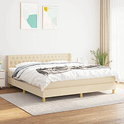 Maison Chic Lit adulte- Lit + matelas,Sommier à lattes de lit avec matelas Crème 180x200 cm Tissu -GKD62760