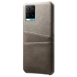 Coque en TPU + PU KSQ anti-griffes avec porte-cartes, gris pour votre Vivo Y21/Y21s/Y33s