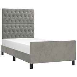 Avis Maison Chic Lit adulte - Cadre Structure de lit avec tête de lit Contemporain Gris clair 100x200 cm Velours -MN76262