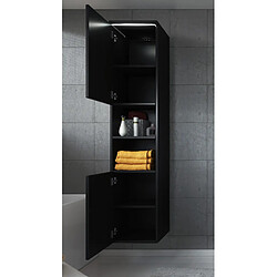 Avis Auco Armoire de rangement Paso Hauteur : 160 cm Noir brillant - Meuble de rangement haut placard armoire colonne