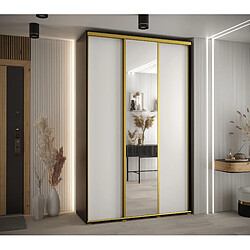 Abiks Meble Armoire à portes coulissantes Davos 3 235.2 x 160 x 45 3 portes coulissante (Noir/Blanc/Or)