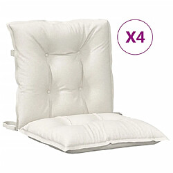 vidaXL Coussins de chaise à dossier bas lot de 4 crème mélangé tissu