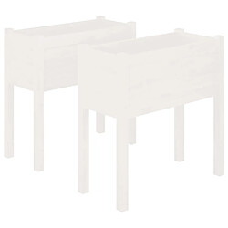 Maison Chic Lot de 2 Jardinières,Bac à fleurs - pot de fleur Blanc 70x31x70 cm Bois de pin massif -GKD21968