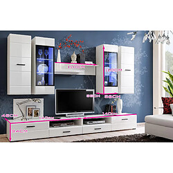 Avis Dusine Meubles design ALLURE 280 cm Blanc Laqué avec LED pour TV et BOX