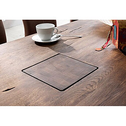 Acheter Table à manger en chêne massif patiné laqué avec 2 colonnes - L.180 x H.76 x P.90 cm -PEGANE-