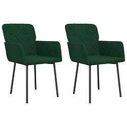 vidaXL Chaises à manger lot de 2 Vert foncé Velours