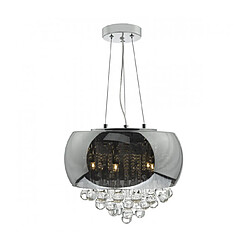 Luminaire Center Suspension Giselle verre fumé et chrome poli 5 ampoules