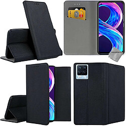 Htdmobiles Housse etui portefeuille avec coque intérieure en silicone pour Realme 8 4G / 8 Pro + film ecran - NOIR MAGNET