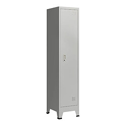 Helloshop26 Casier de bureau armoire meuble de rangement pour bureau atelier chambre acier métallique avec 1 porte acier laqué 180 x 38 x 45 cm gris 03_0006345