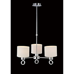 Luminaire Center Suspension Polo avec Abat jour blanc 3 Ampoules chrome poli