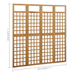 vidaXL Cloison de séparation à 4 panneaux Bois de pin solide 161x180cm pas cher