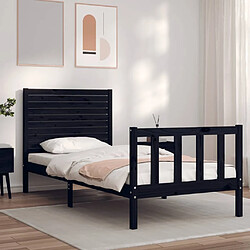 Maison Chic Lit adulte - Cadre Structure de lit avec tête de lit Contemporain noir 90x200 cm bois massif -MN97035