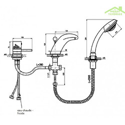 Rav Mitigeur baignoire thermostatique 3 trous avec inverseur