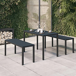 Salle à manger de jardin 3 pcs,Table et chaise à dîner acier et WPC noir -MN37337